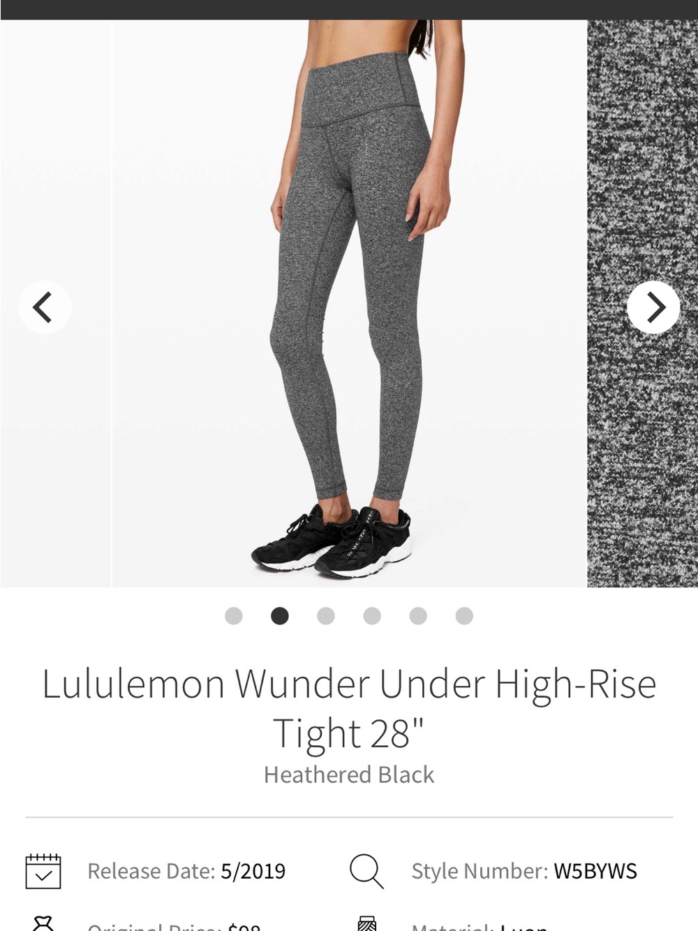 Lululemon athletica Wunder Under High-Rise Leggings/tights, Heather grey, SZ 2
